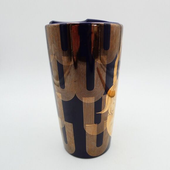 Starbucks Ceramic Travel Tumbler Mug Purple Gold Siren Mermaid 12 oz Swivel Lid - Picture 2 of 9